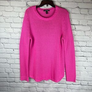 Lauren RALPH LAUREN Women’s XL Hot Pink Cable Knit‎ Sweater Crewneck Pullover